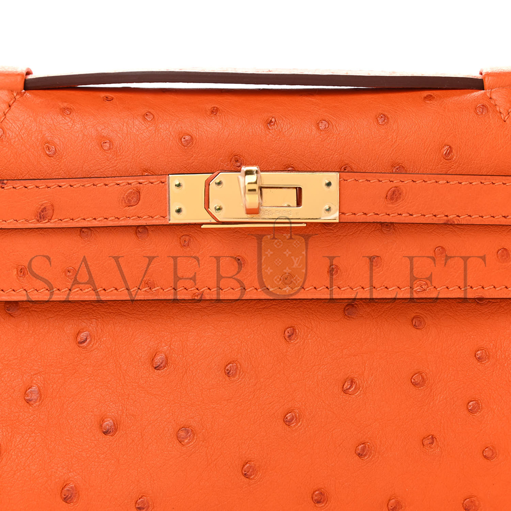 H**mes master ostrich kelly pochette tangerine (22*14*7cm)